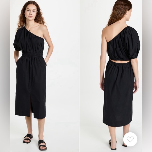 Apiece Apart | Midi One Shoulder Dress | Fitted waistband | Sz Medium - Picture 12 of 13